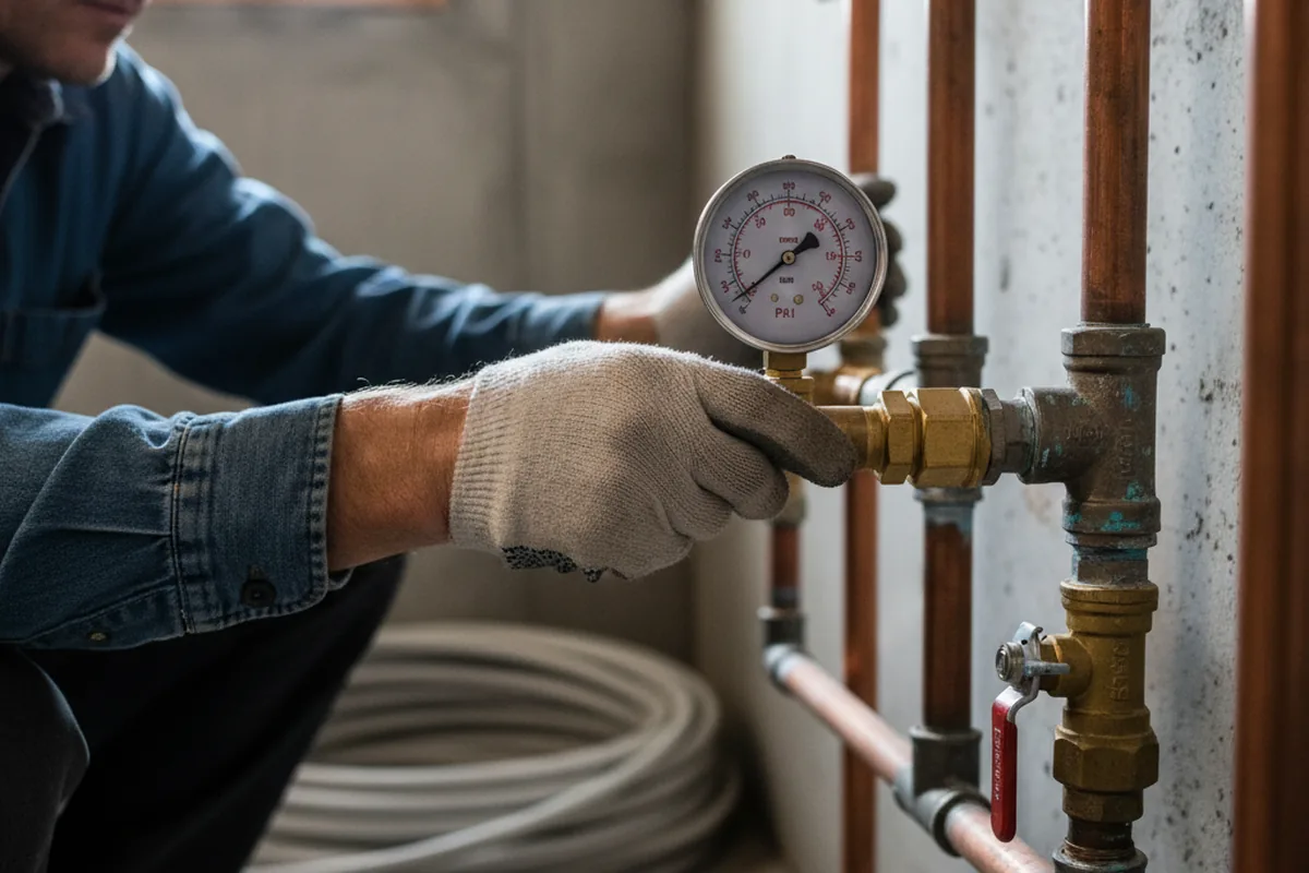 Pressure testing a repaired line during Water Line Repair in Nixon